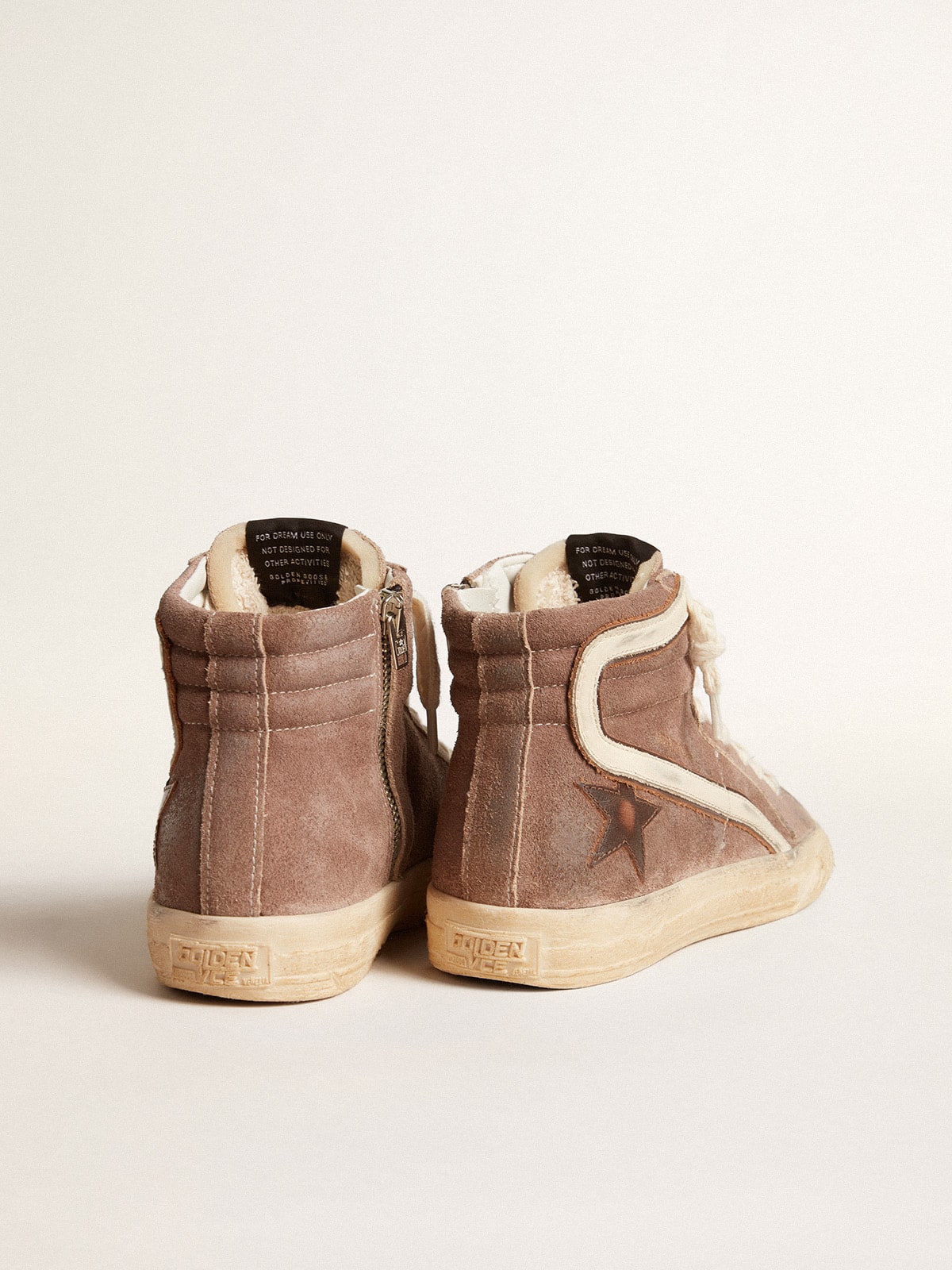 Men's Slide LTD in brown suede with leather star and flash