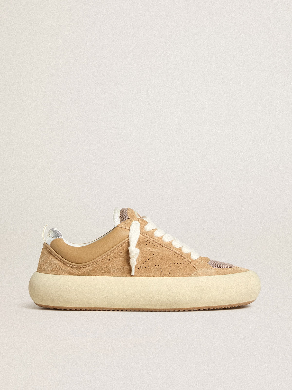 Men's Space-Star Cube in tobacco suede with perforated star