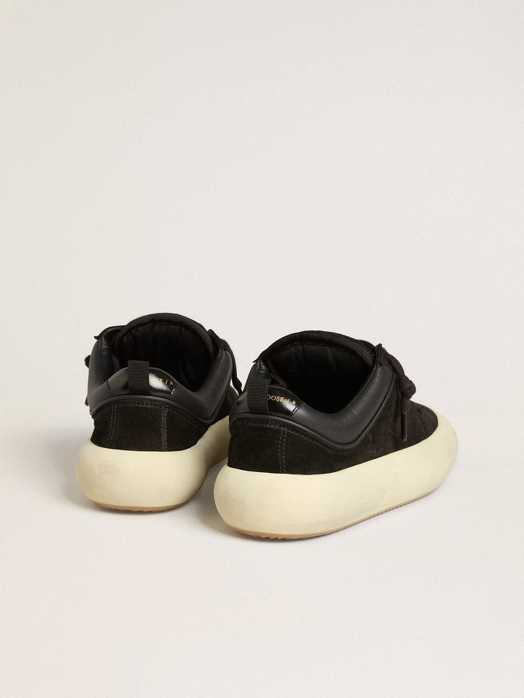 Men's Space-Star Cube in black suede with perforated star