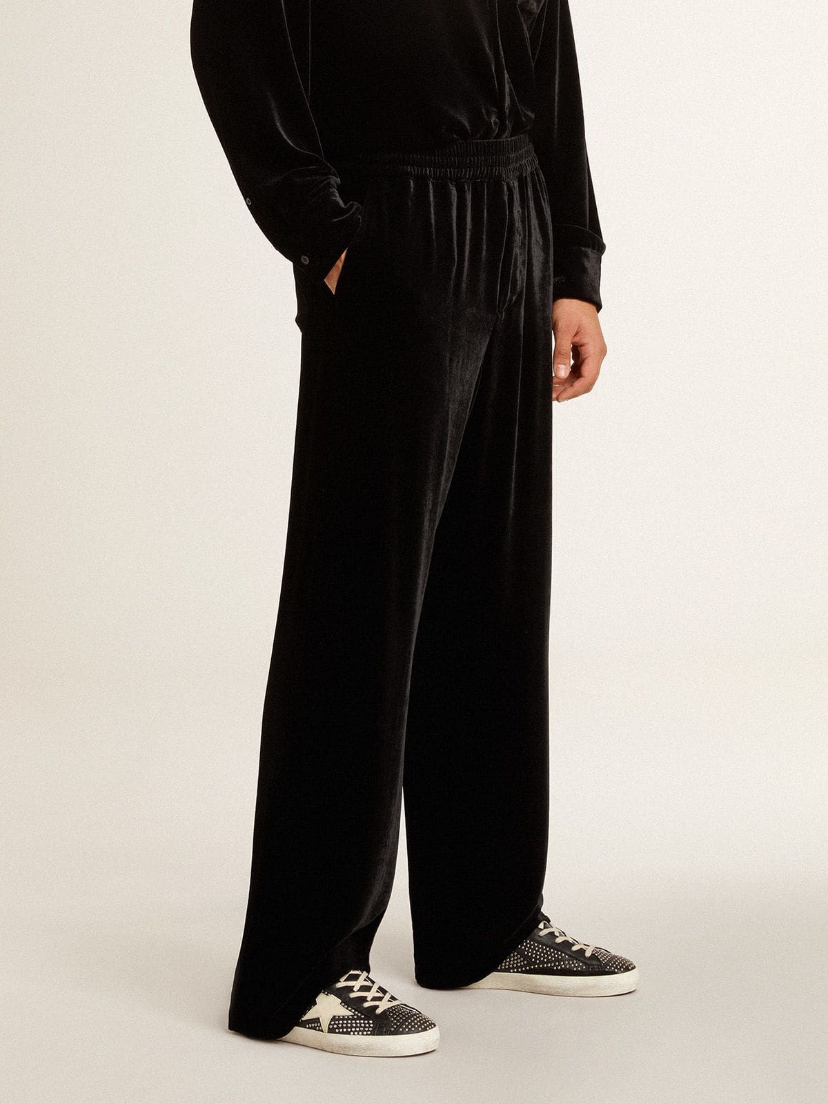 Men's Super-Star in studded black nappa with white leather star