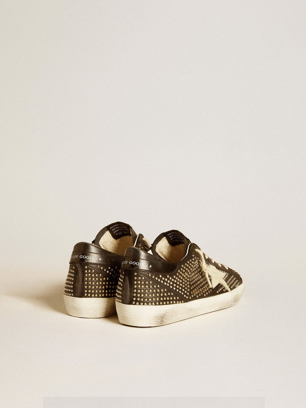 Men's Super-Star in studded black nappa with white leather star