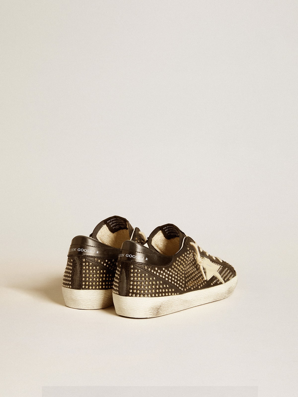 Men's Super-Star in studded black nappa with white leather star