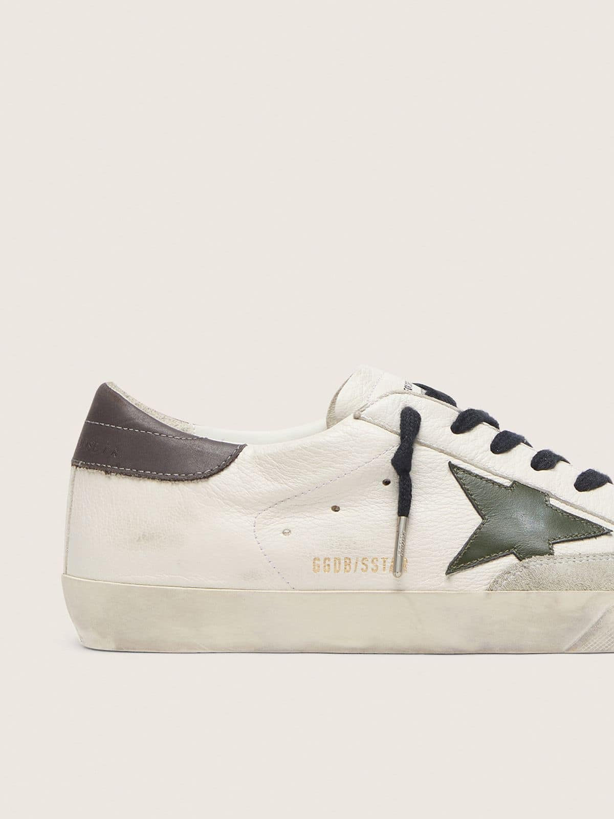Men's Super-Star in nappa with green leather star and gray leather heel tab