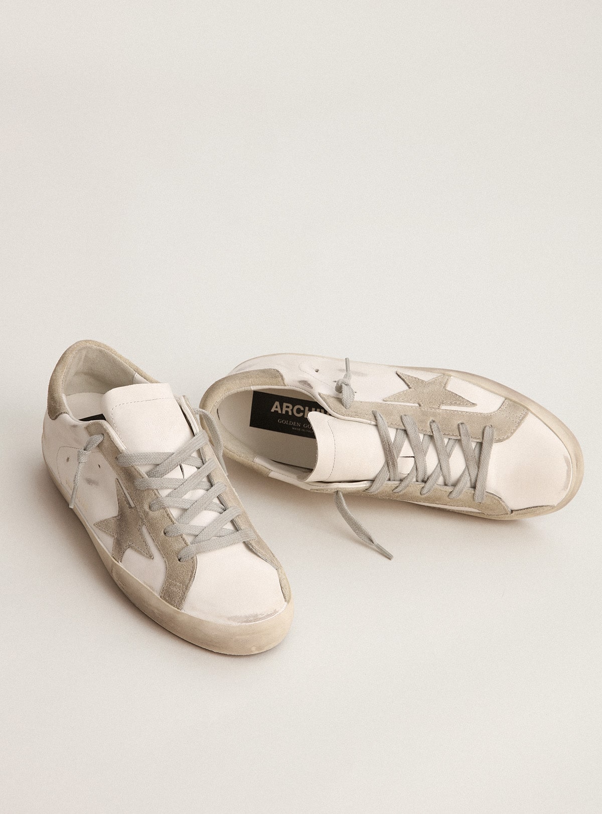 Women's Super-Star with gray suede star and heel tab