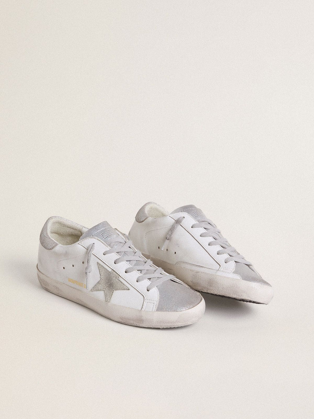 Women's Super-Star with gray suede star and silver glitter inserts