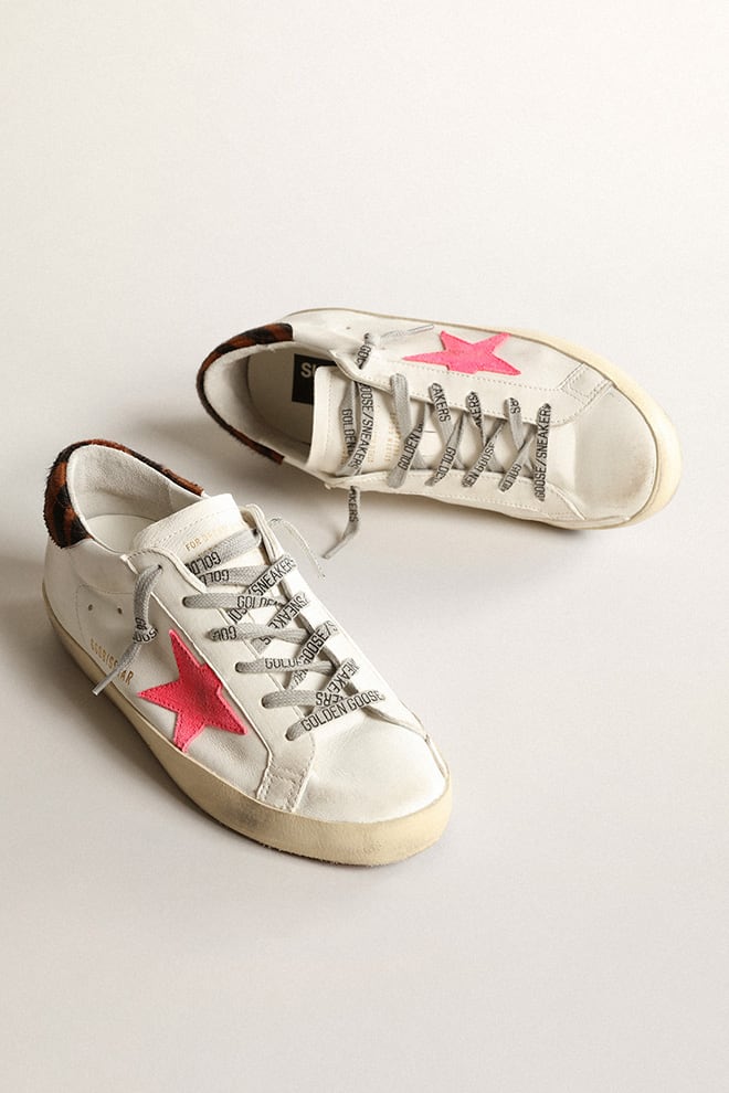 Women's Super-Star with pink suede star and pony skin heel tab