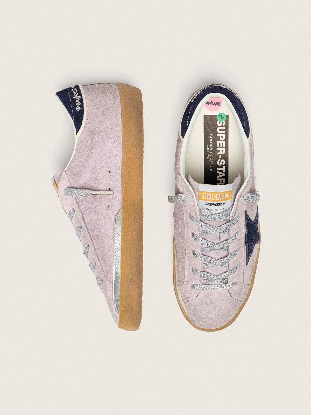 Women's Super-Star LTD in lilac suede with midnight blue suede star and heel tab