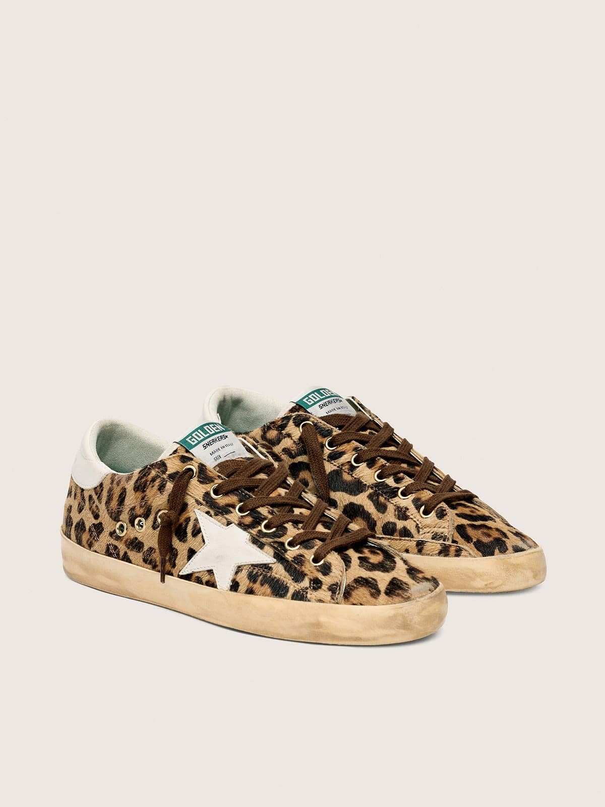 Women's Super-Star LTD in leopard-print pony skin with leather star and heel tab