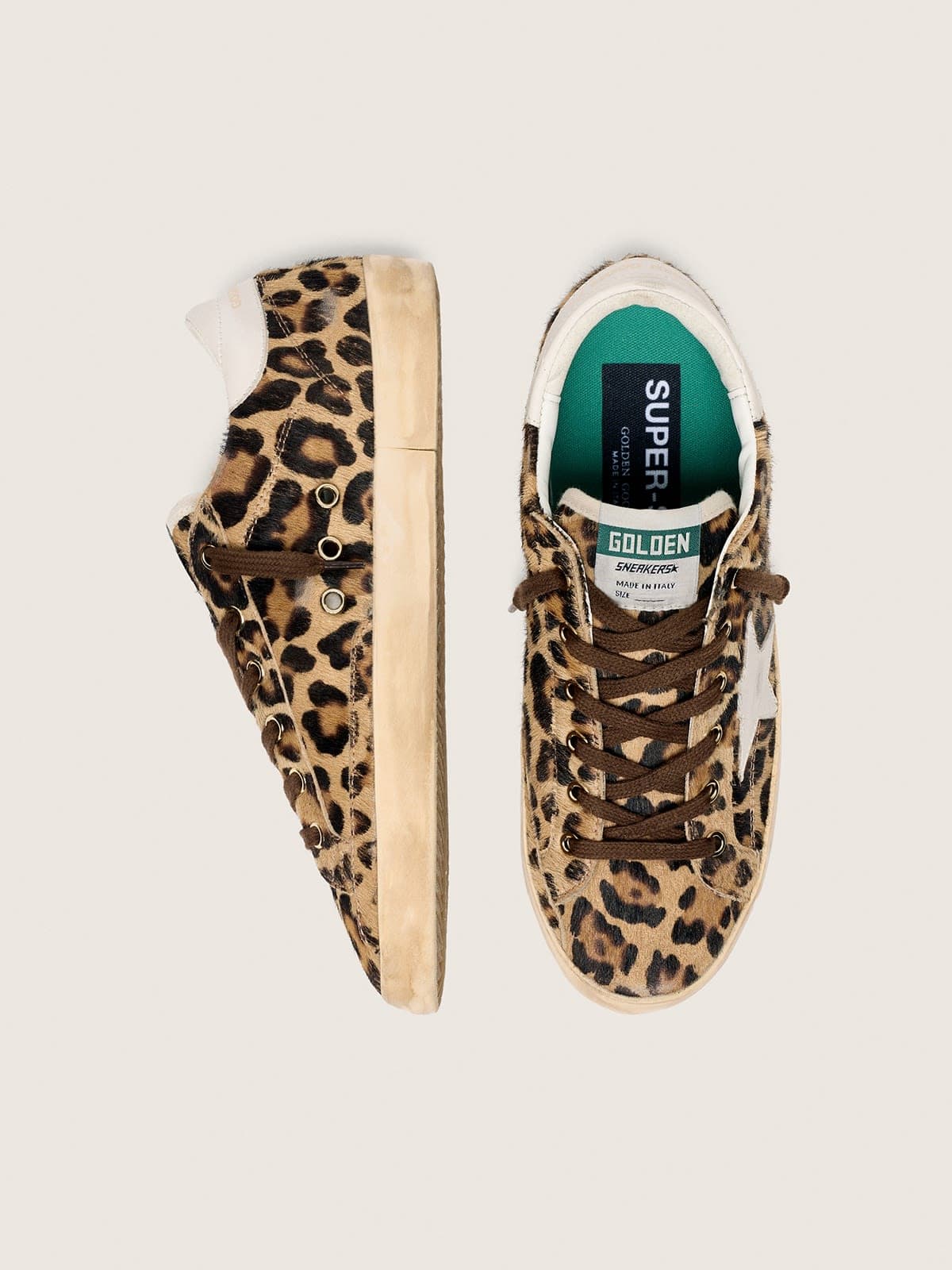 Women's Super-Star LTD in leopard-print pony skin with leather star and heel tab