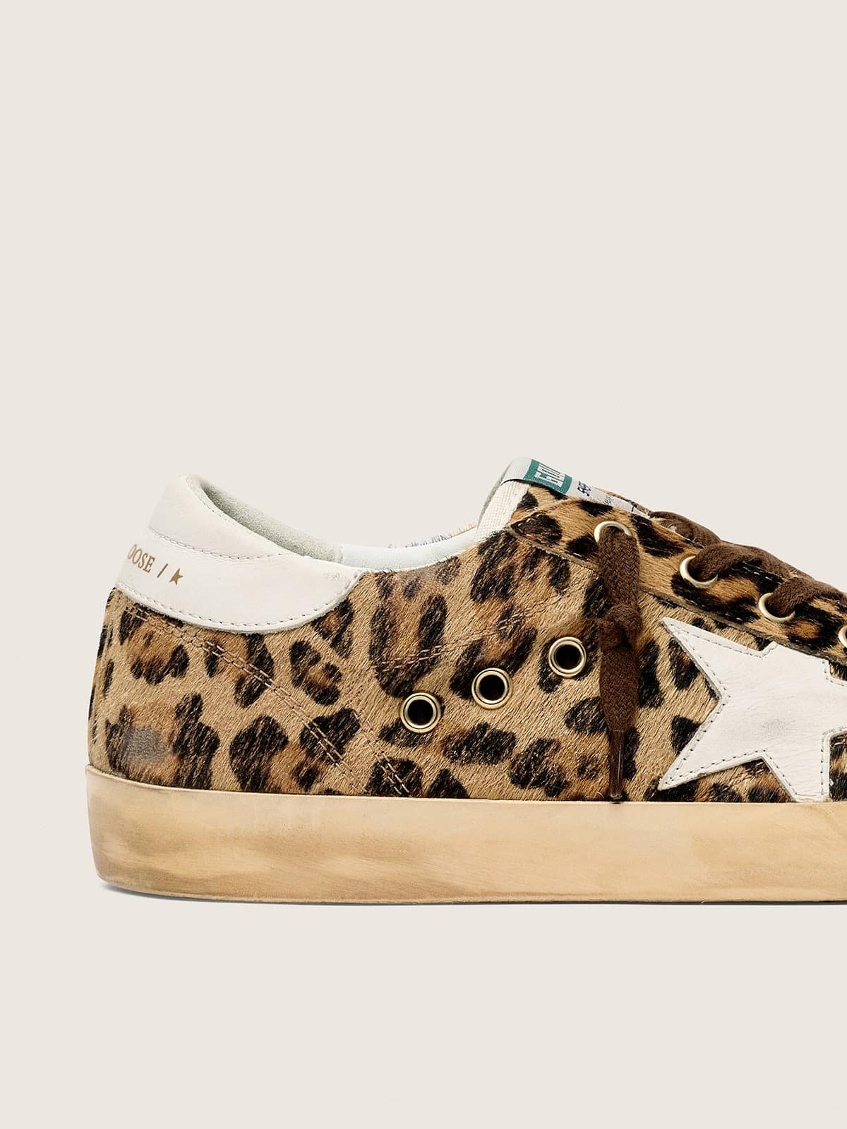 Women's Super-Star LTD in leopard-print pony skin with leather star and heel tab