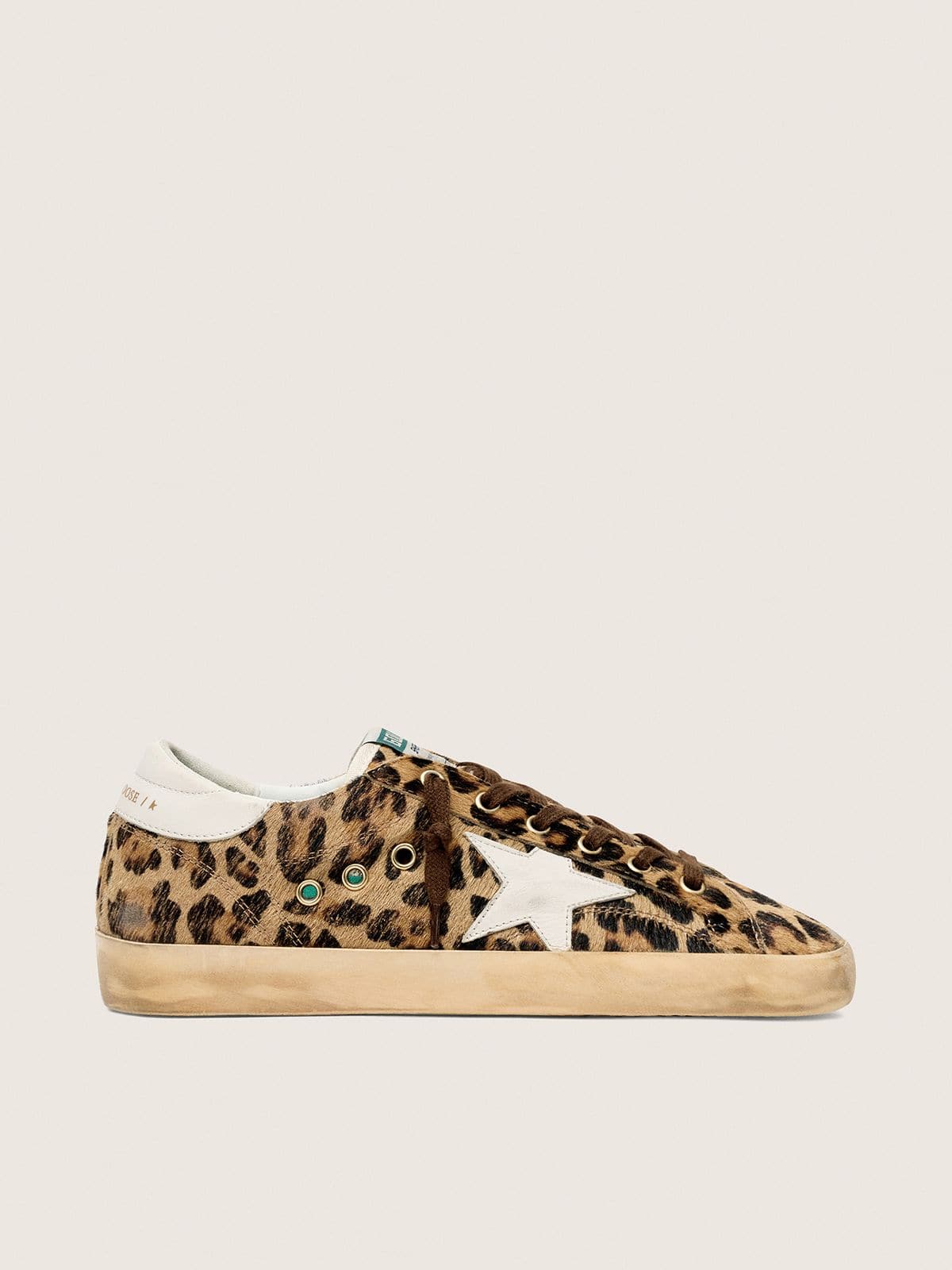 Women's Super-Star LTD in leopard-print pony skin with leather star and heel tab