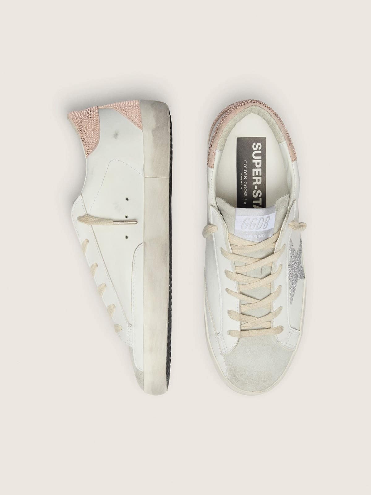 Women's Super-Star in leather with Swarovski crystal star and heel tab