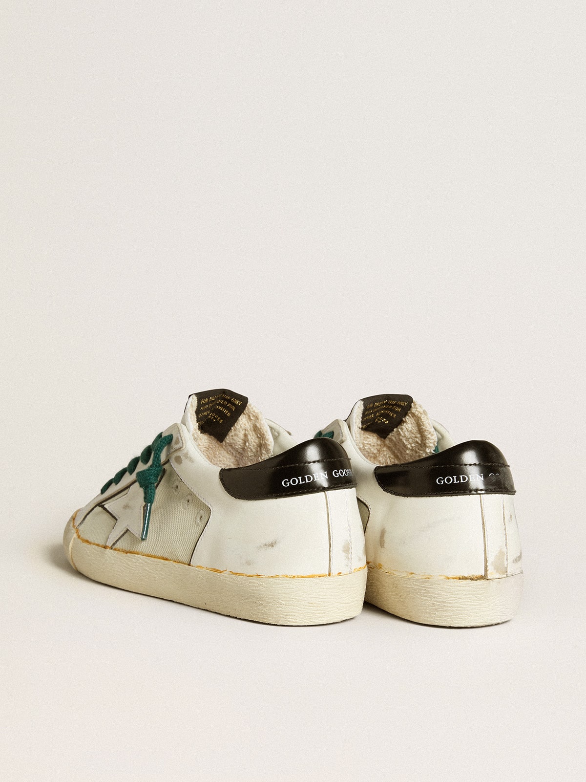 Women's Super-Star LAB in white leather with white star and black heel tab