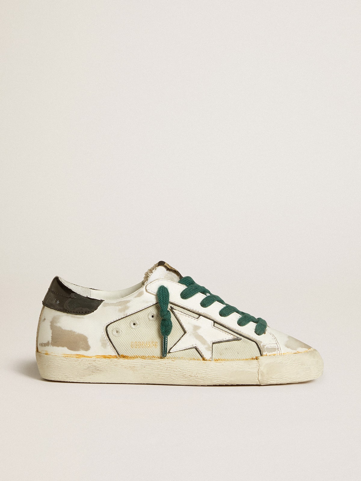 Women's Super-Star LAB in white leather with white star and black heel tab