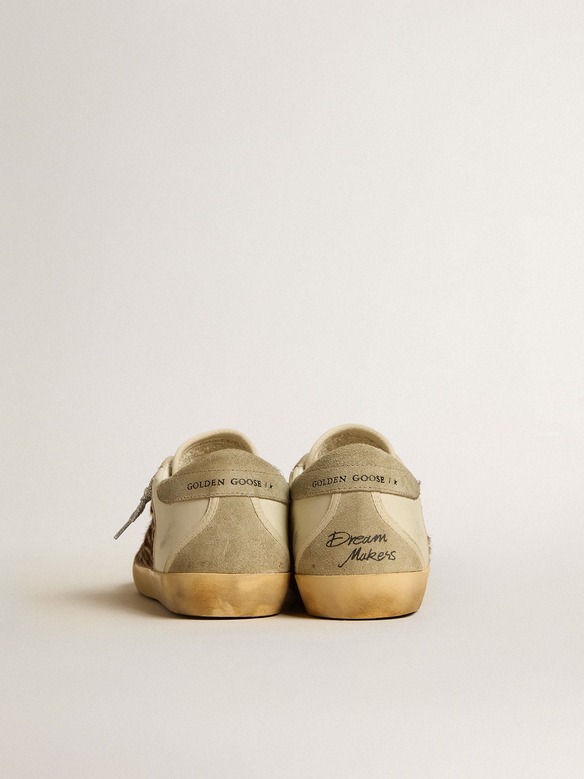 Women's Super-Star LTD in leather and pony skin with dove-gray suede star and heel tab