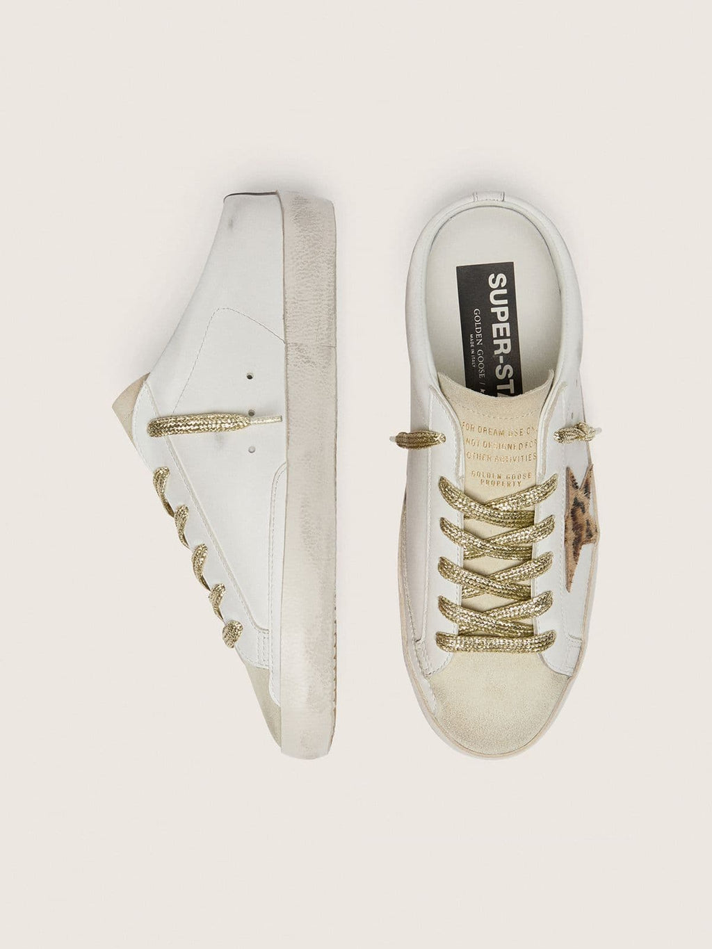 Super-Star Sabots with pony skin star and beige suede tongue