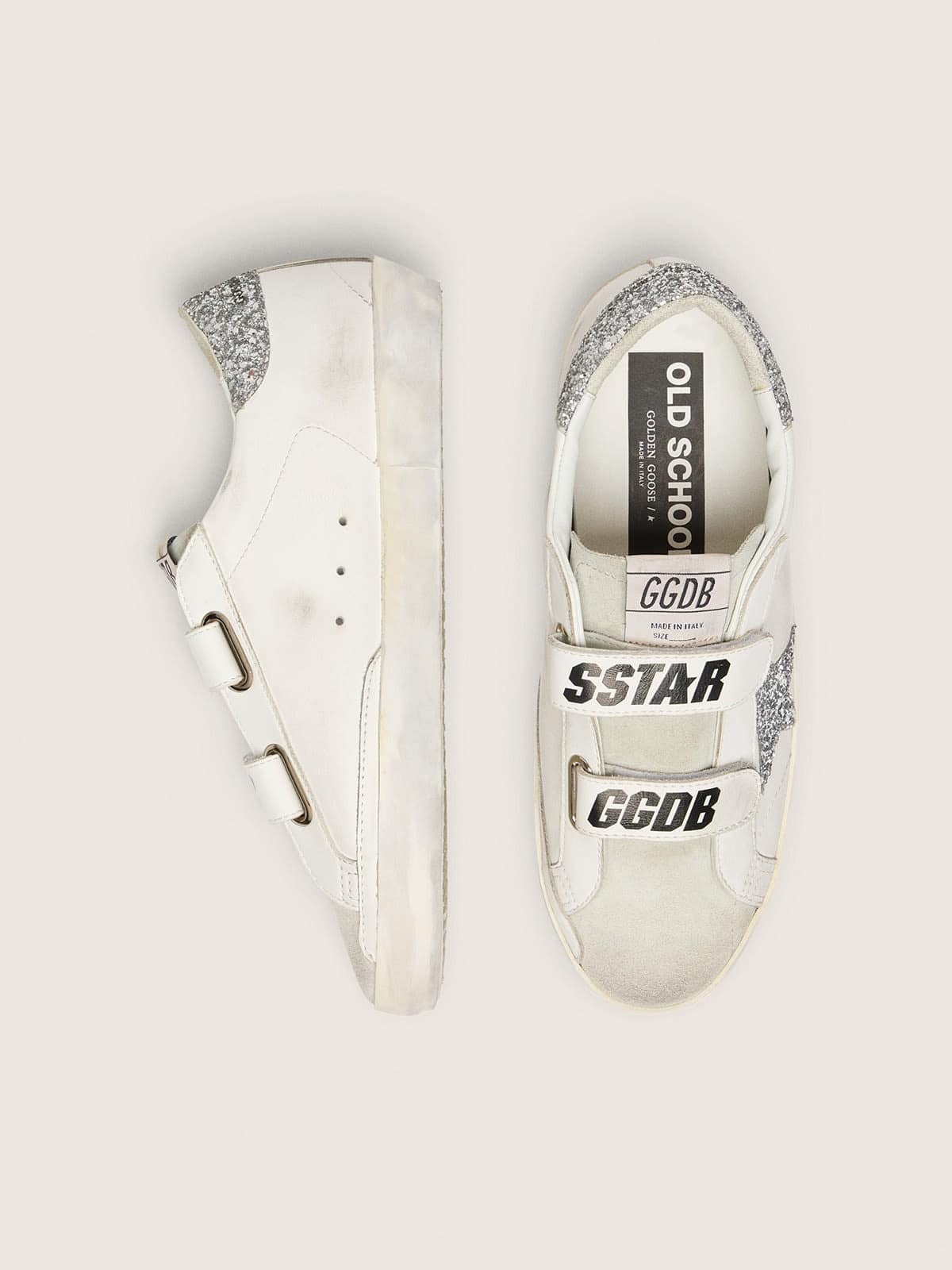 Women's Old School with silver glitter star and ice-gray suede tongue
