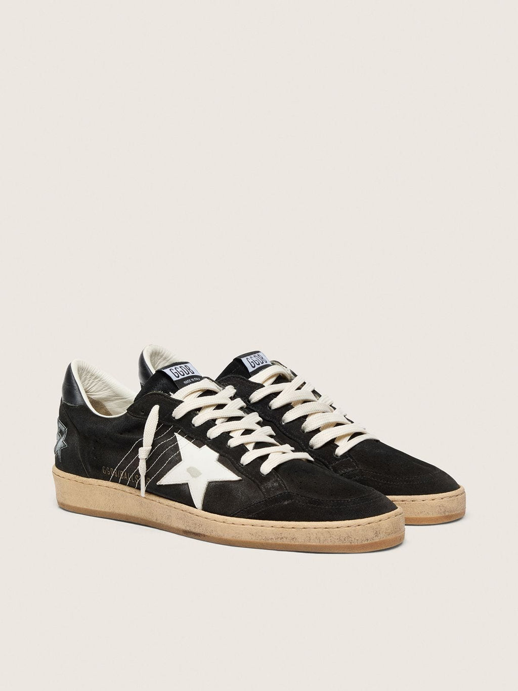 Women's Ball Star in black suede with white leather star