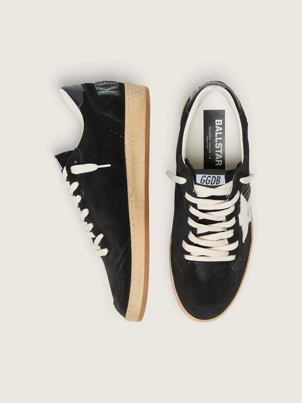 Women's Ball Star in black suede with white leather star