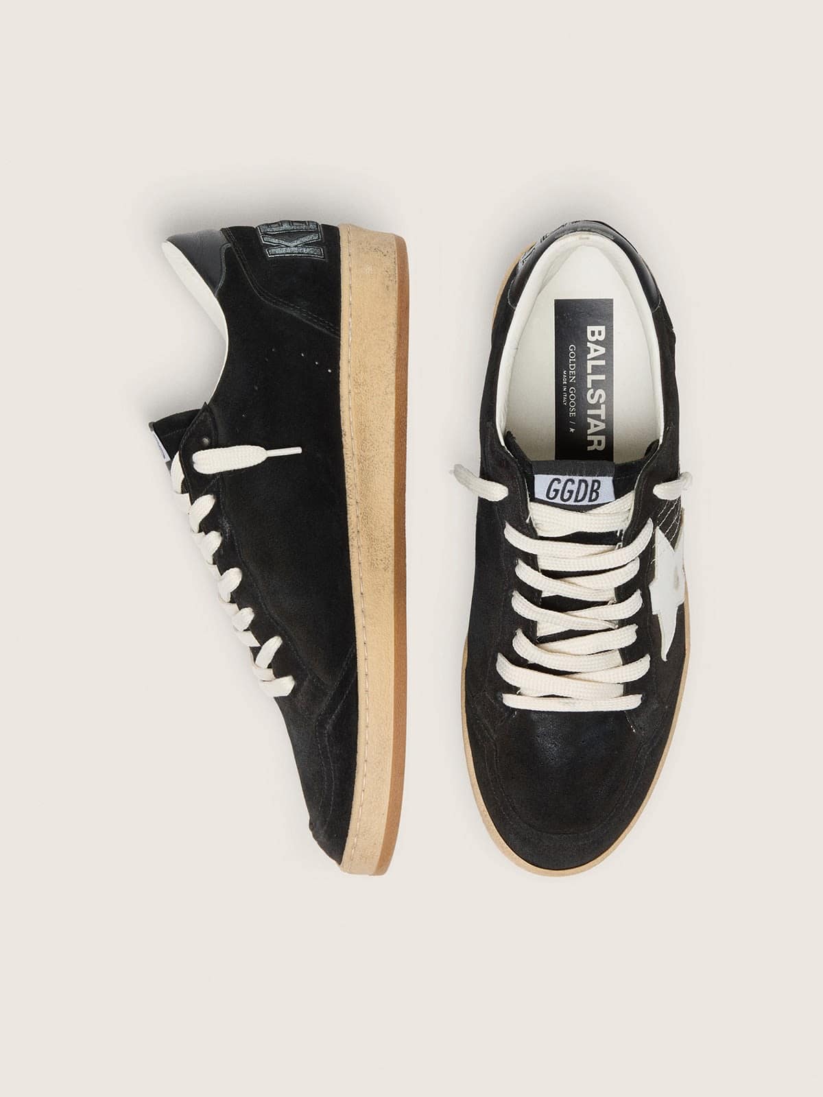 Women's Ball Star in black suede with white leather star