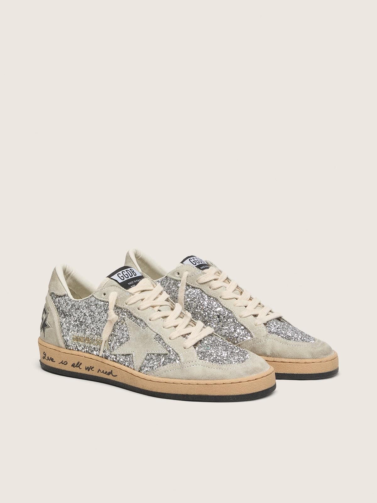 Women¡¯s Ball Star in silver glitter with ice-gray suede inserts