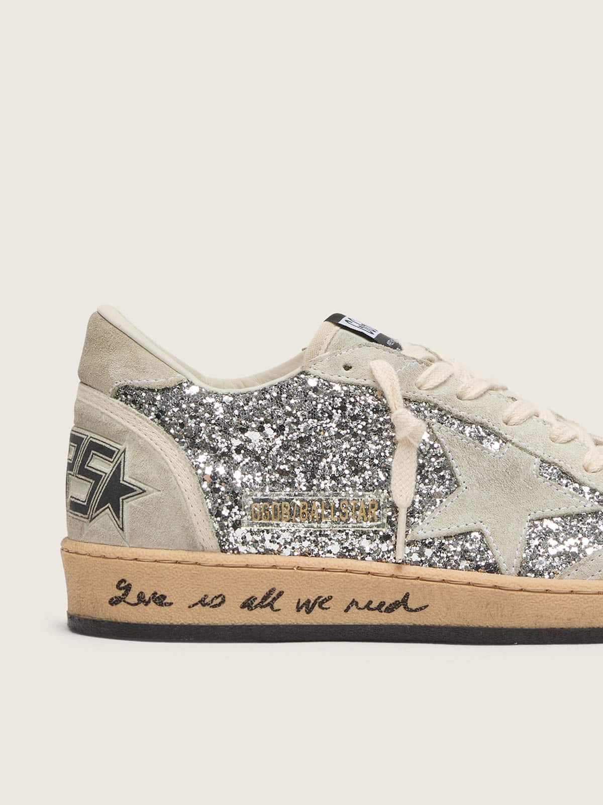 Women's Ball Star in silver glitter with ice-gray suede inserts
