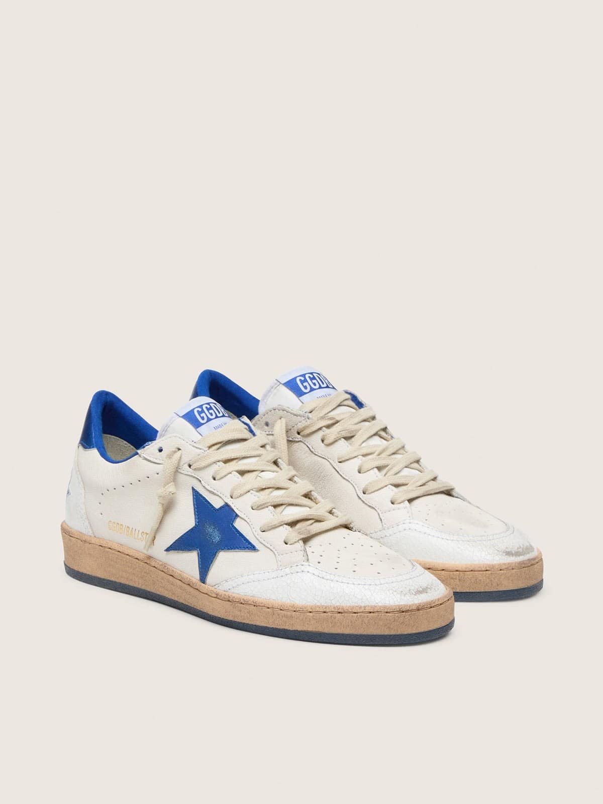 Women's Ball Star Wishes in white nappa leather with bright blue star and heel tab