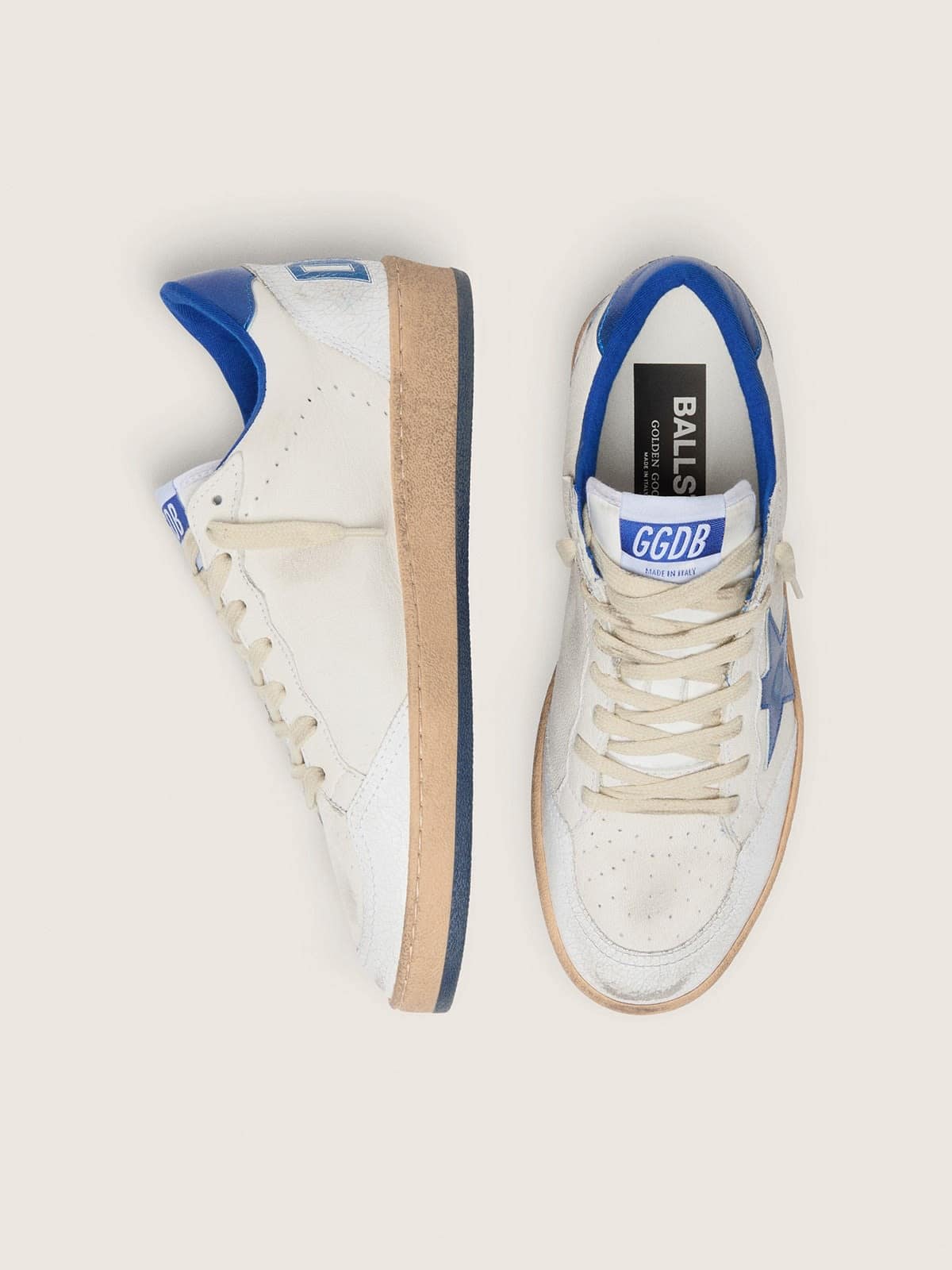Women's Ball Star Wishes in white nappa leather with bright blue star and heel tab