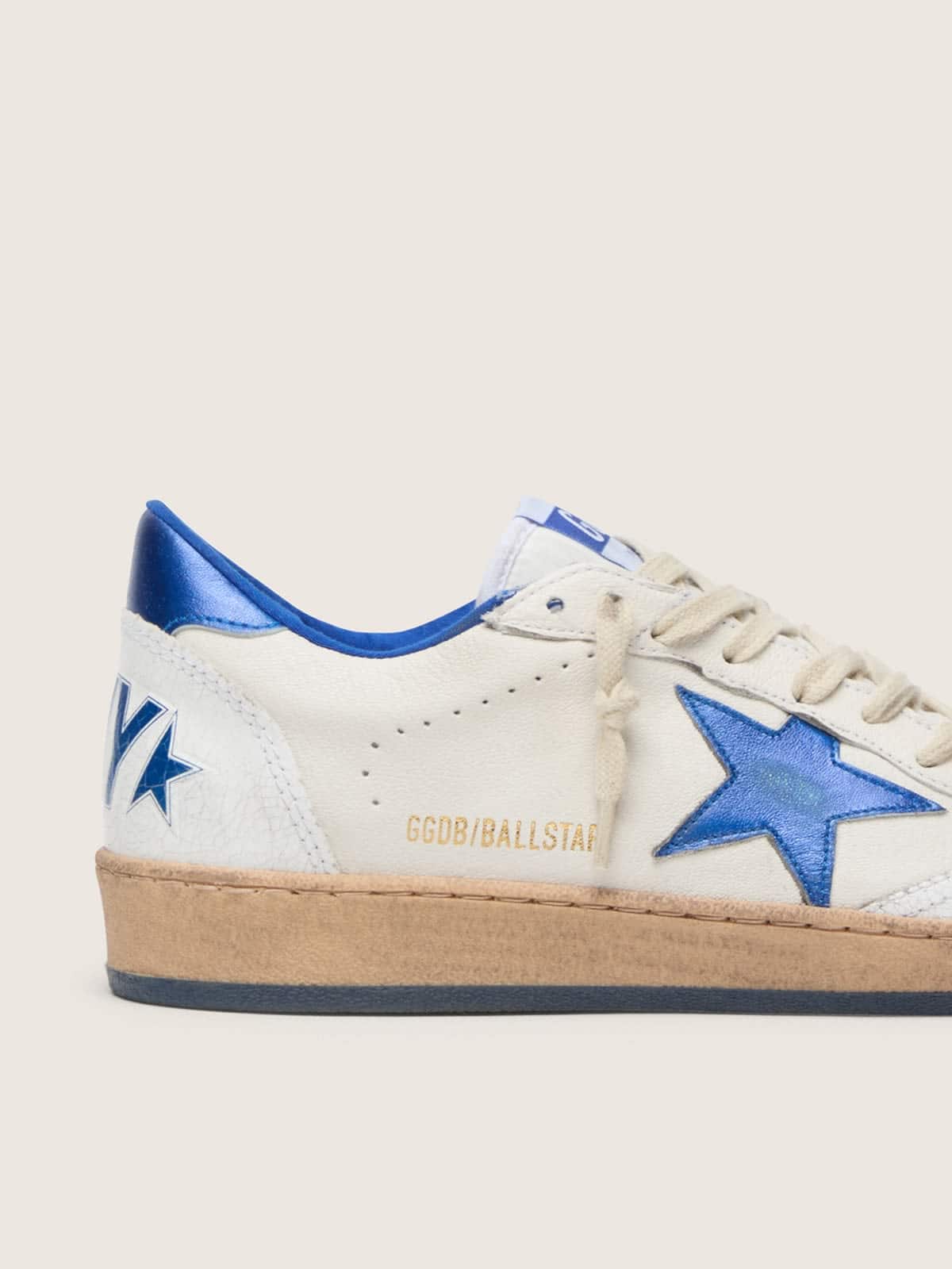 Women's Ball Star Wishes in white nappa leather with bright blue star and heel tab