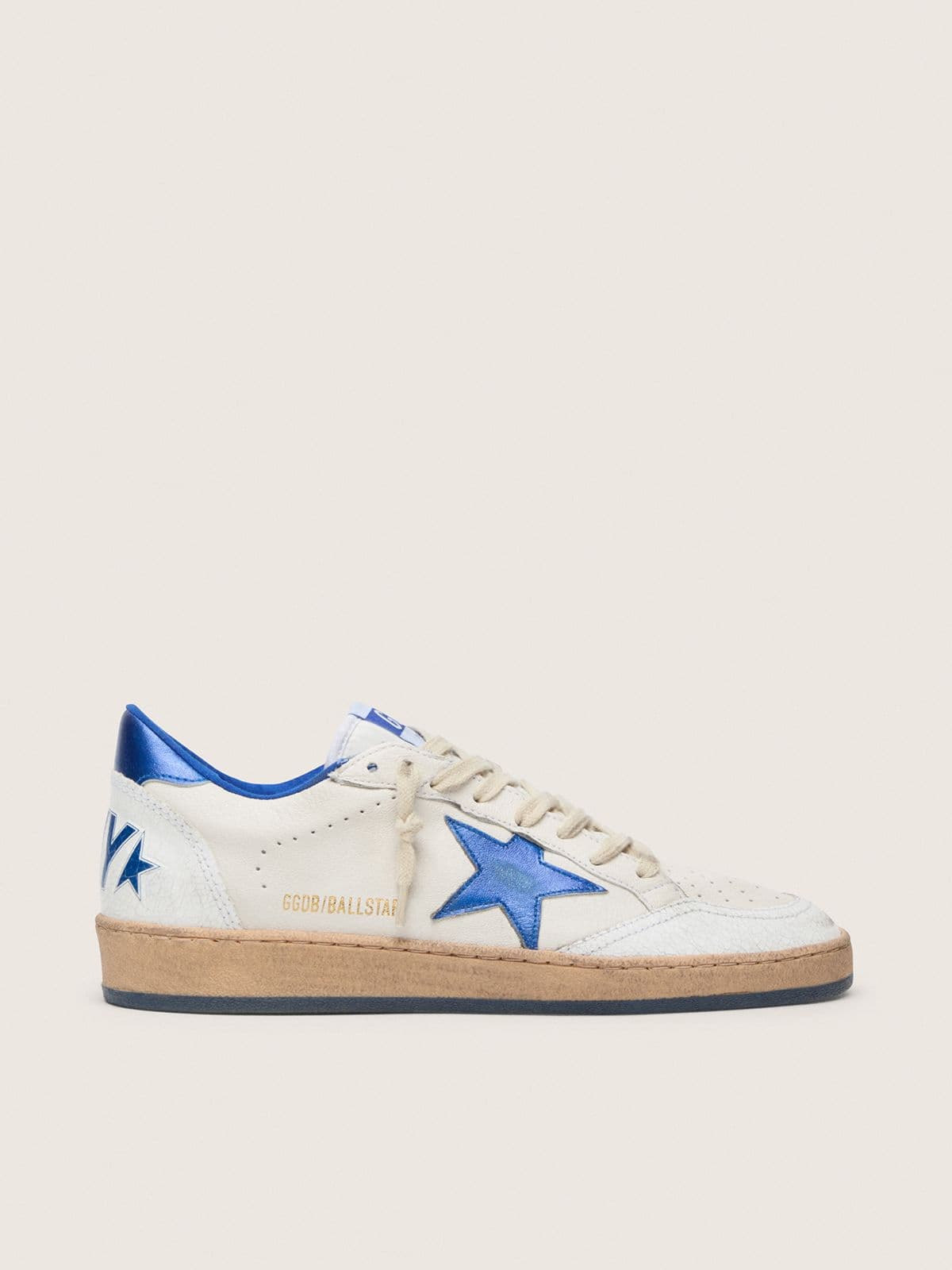 Women's Ball Star Wishes in white nappa leather with bright blue star and heel tab