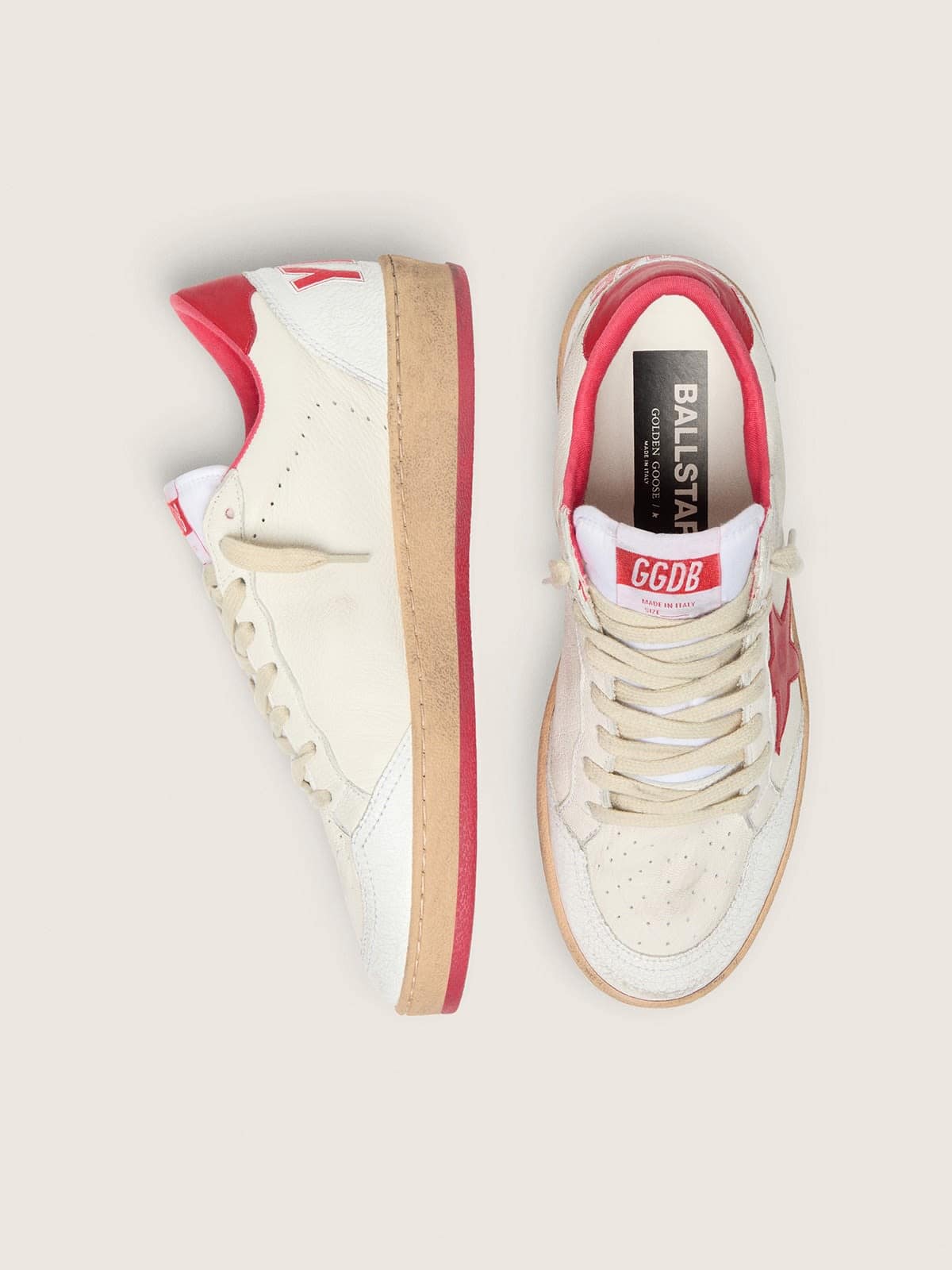 Women's Ball Star  Wishes in white leather with a red star and heel tab