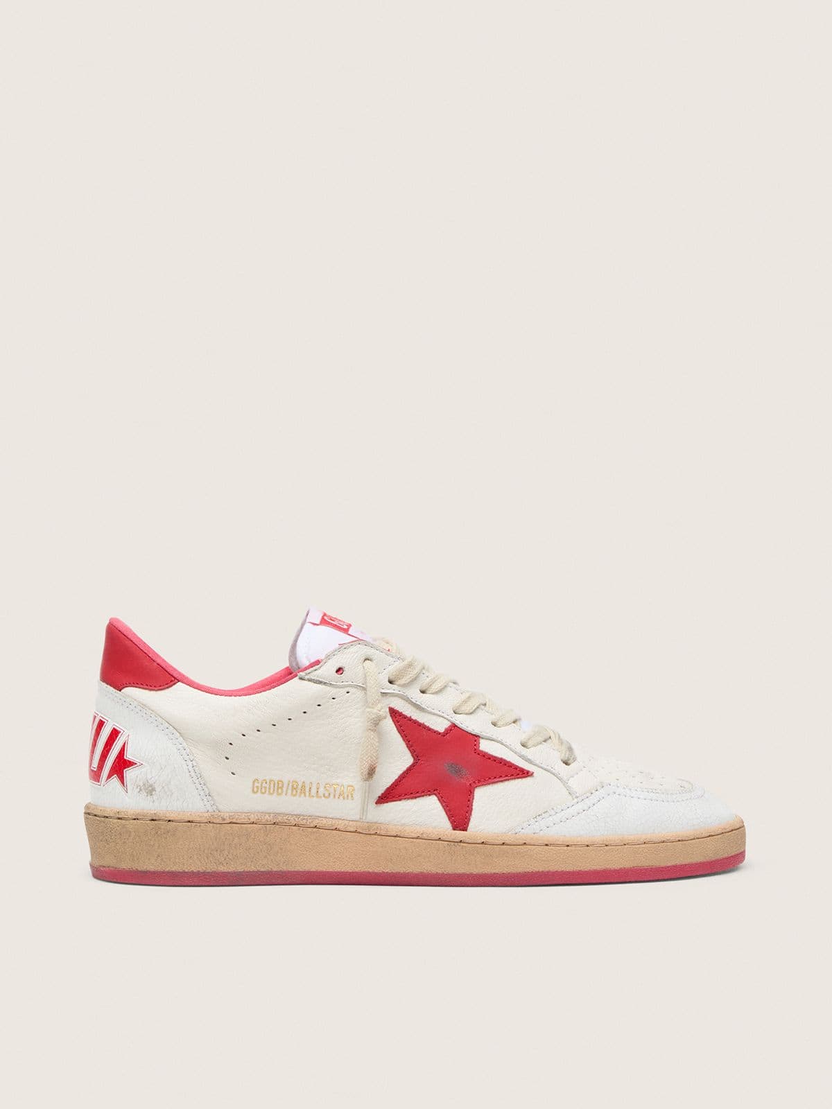 Women's Ball Star  Wishes in white leather with a red star and heel tab