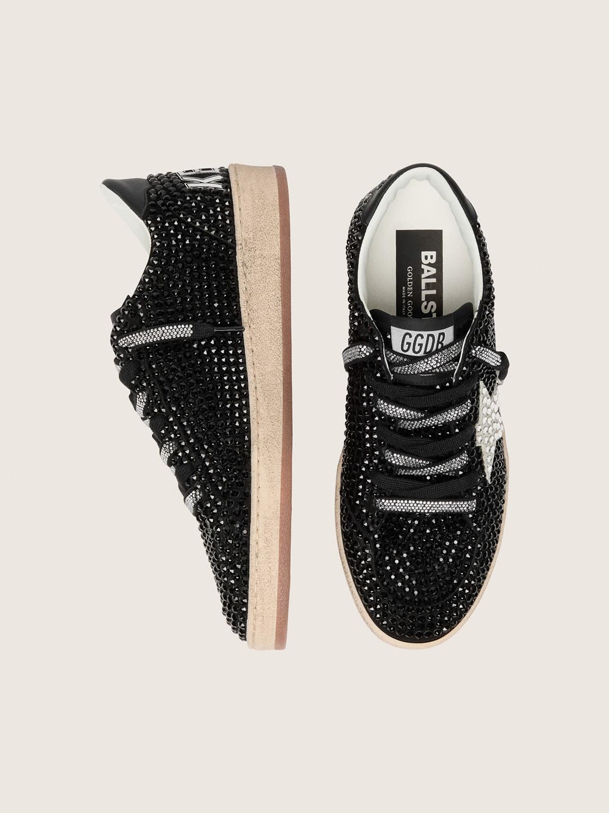 Ball Star in suede with black Swarovski crystals and black suede star