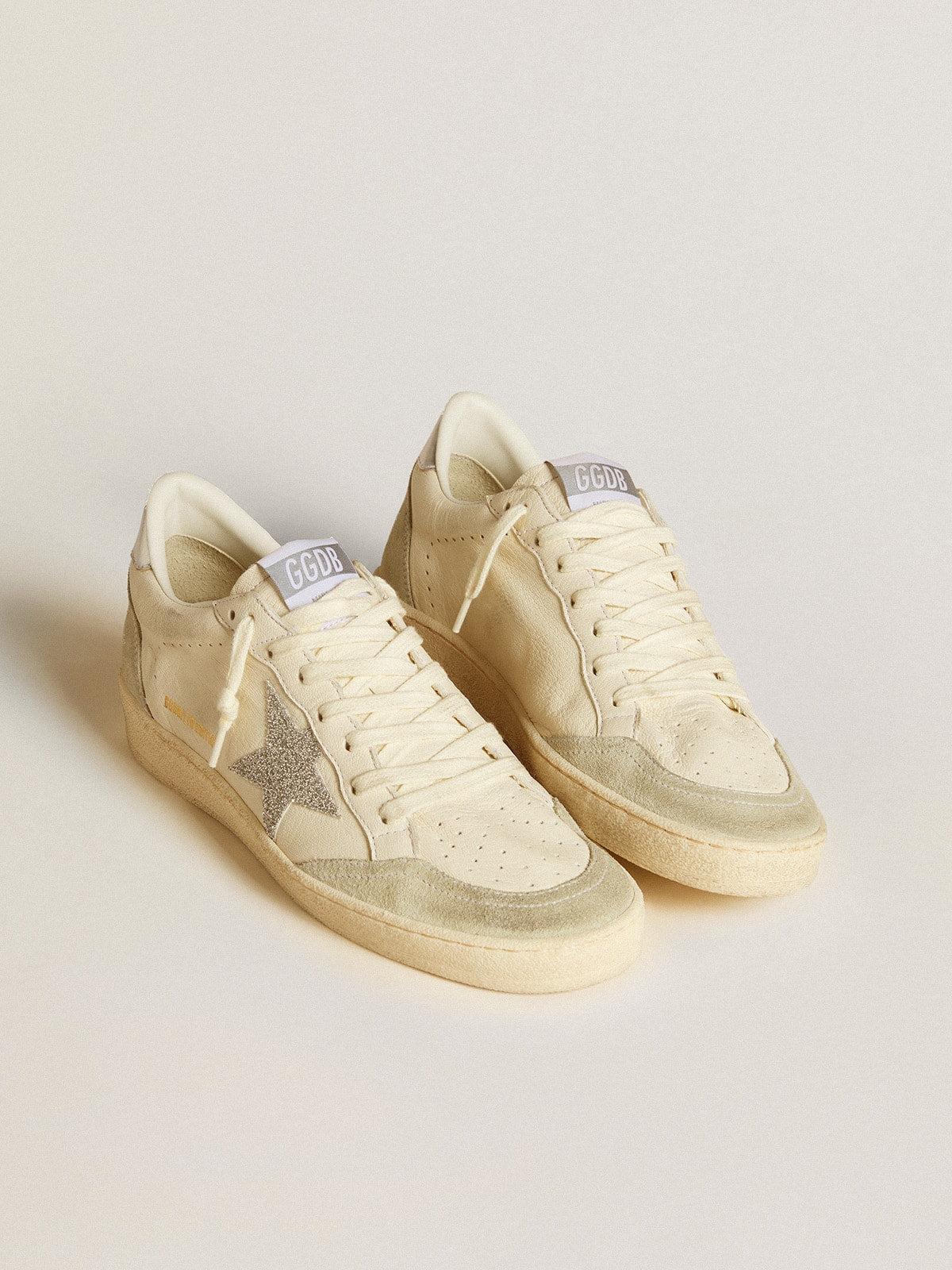 Women's Ball Star with silver Swarovski micro-crystal star and metallic silver leather heel tab