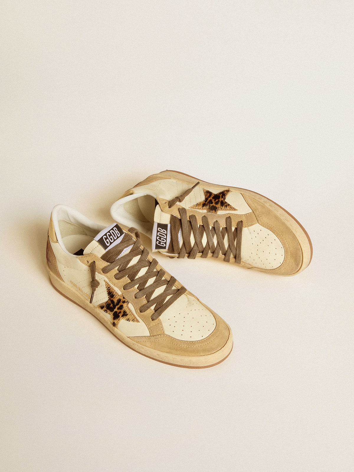 Women's Ball Star in nappa and suede with pony skin star and metallic heel tab