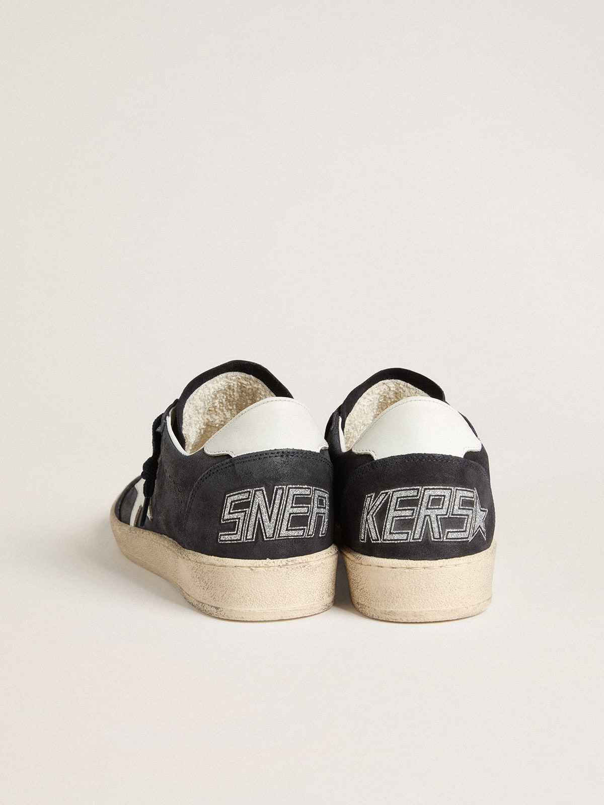 Ball Star in dark blue suede with leather star and heel tab