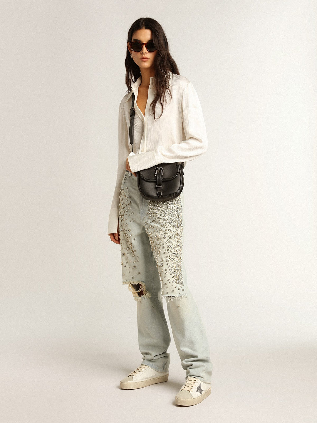 Women's Hi Star with silver glitter star and dove-gray nubuck heel tab