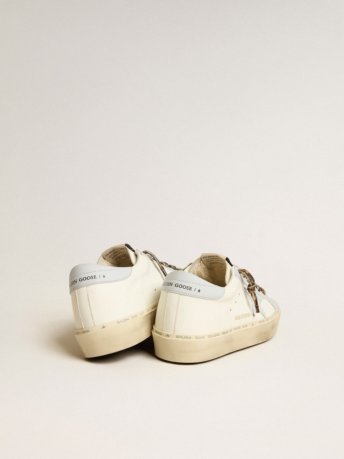Hi Star LTD in leather with light blue leather star and heel tab