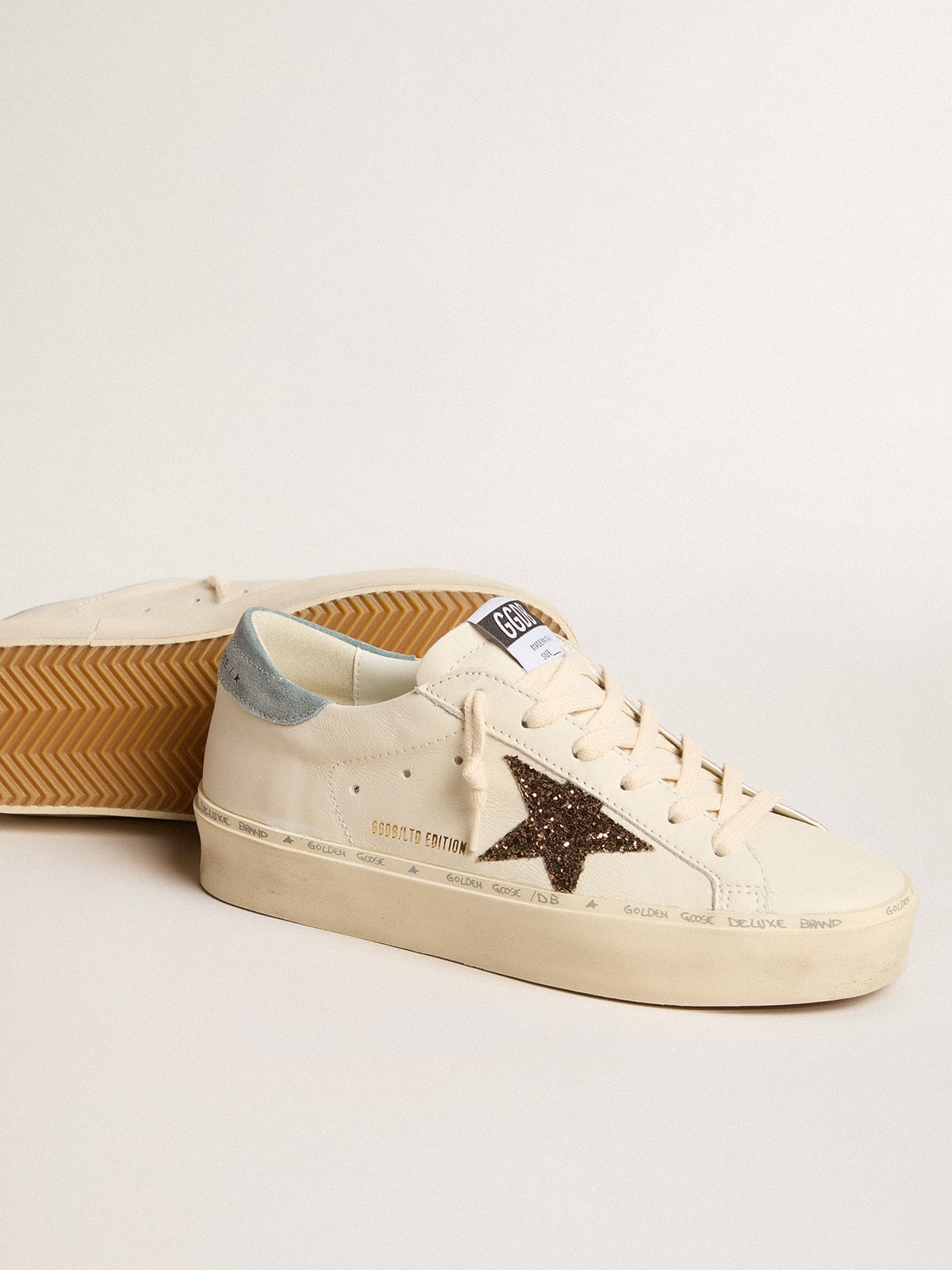 Women's Hi Star LTD with hazelnut glitter star and light blue suede heel tab