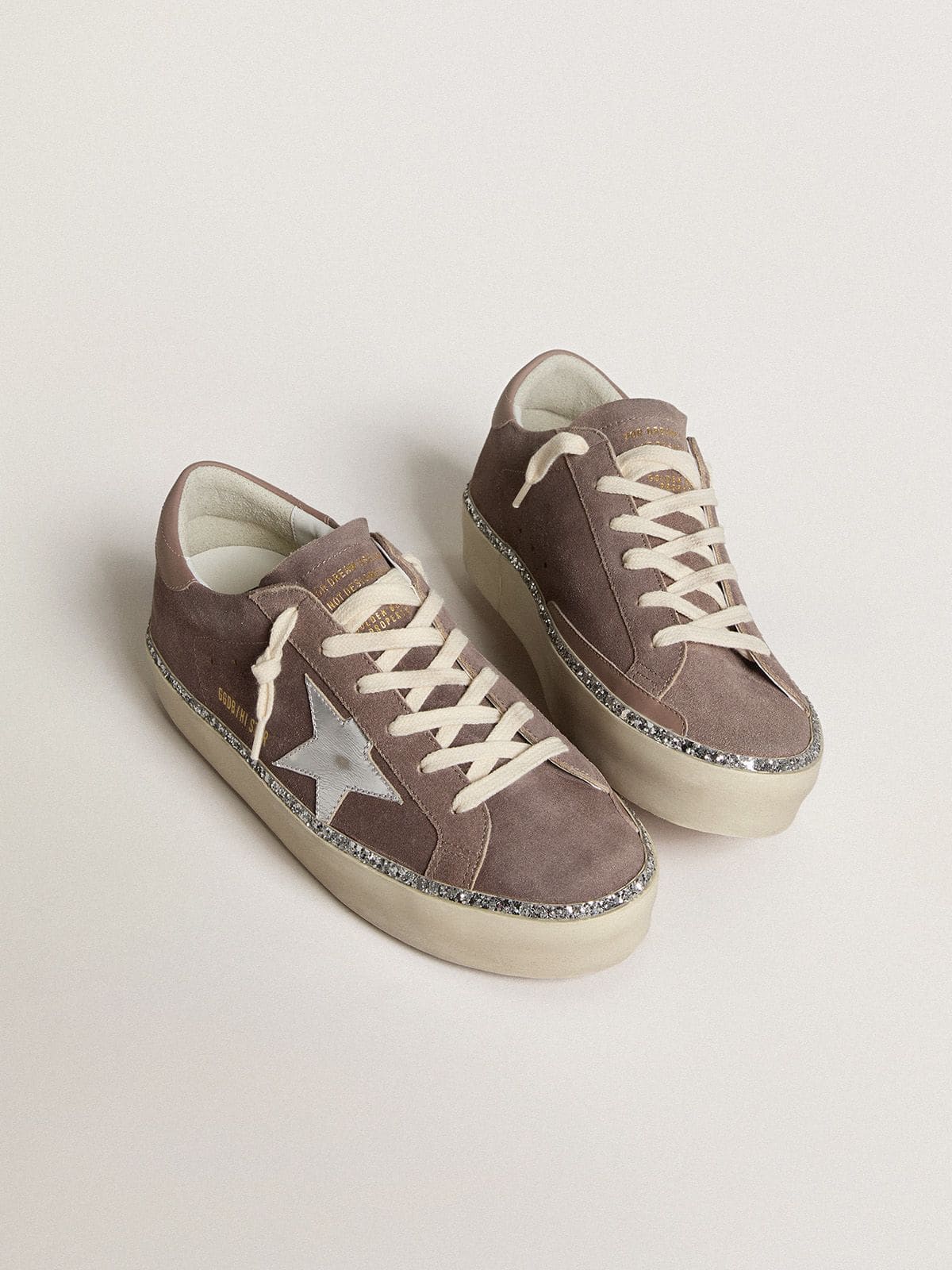 Hi Star in suede with silver leather star and leather heel tab