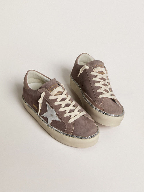 Hi Star in suede with silver leather star and leather heel tab
