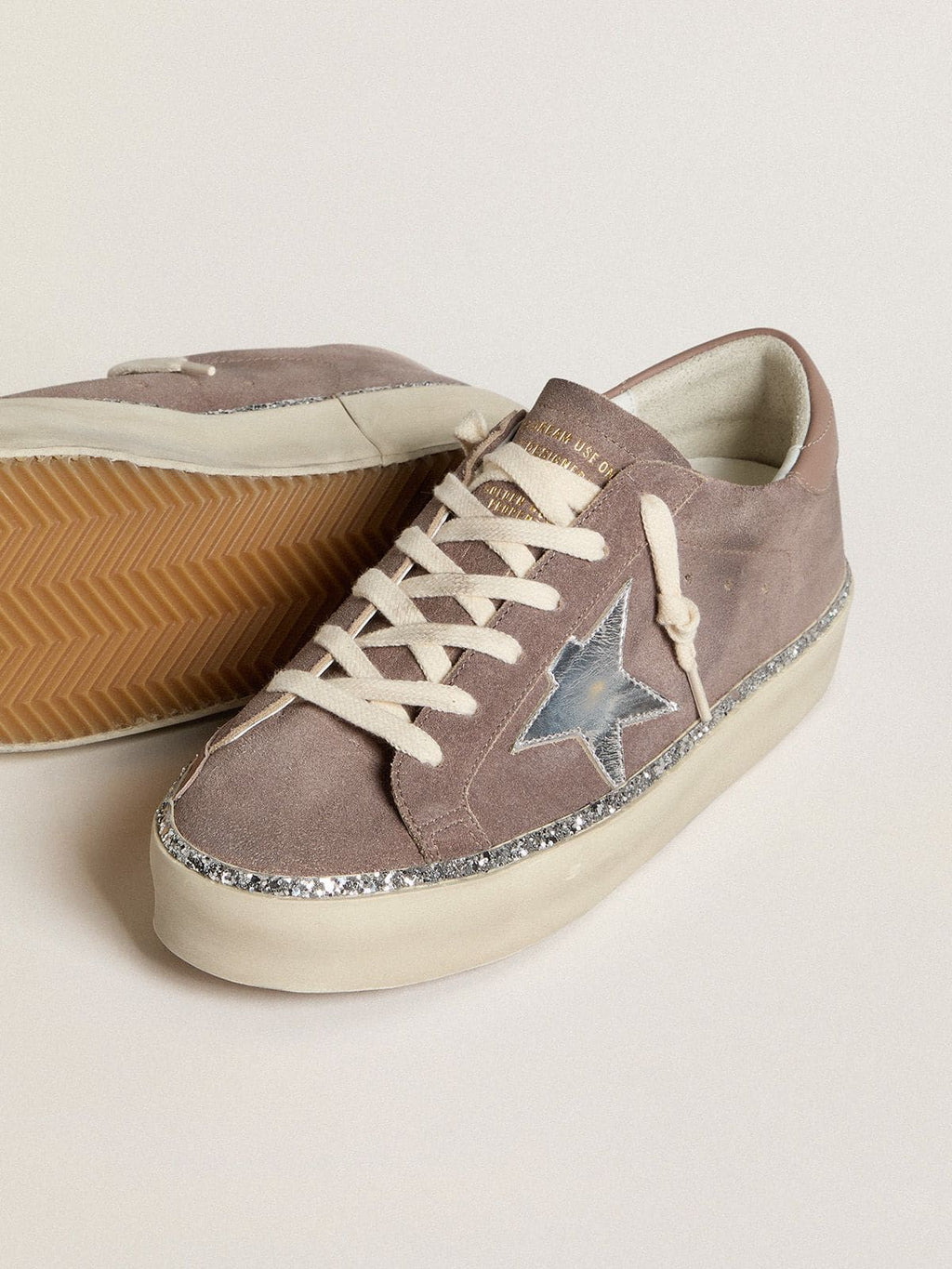 Hi Star in suede with silver leather star and leather heel tab