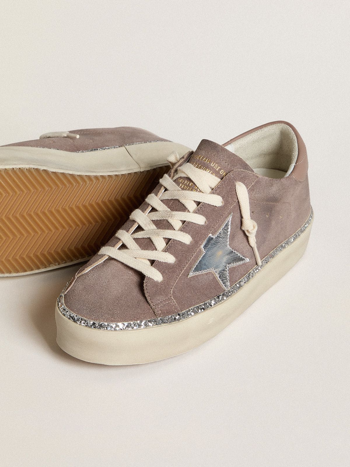 Hi Star in suede with silver leather star and leather heel tab