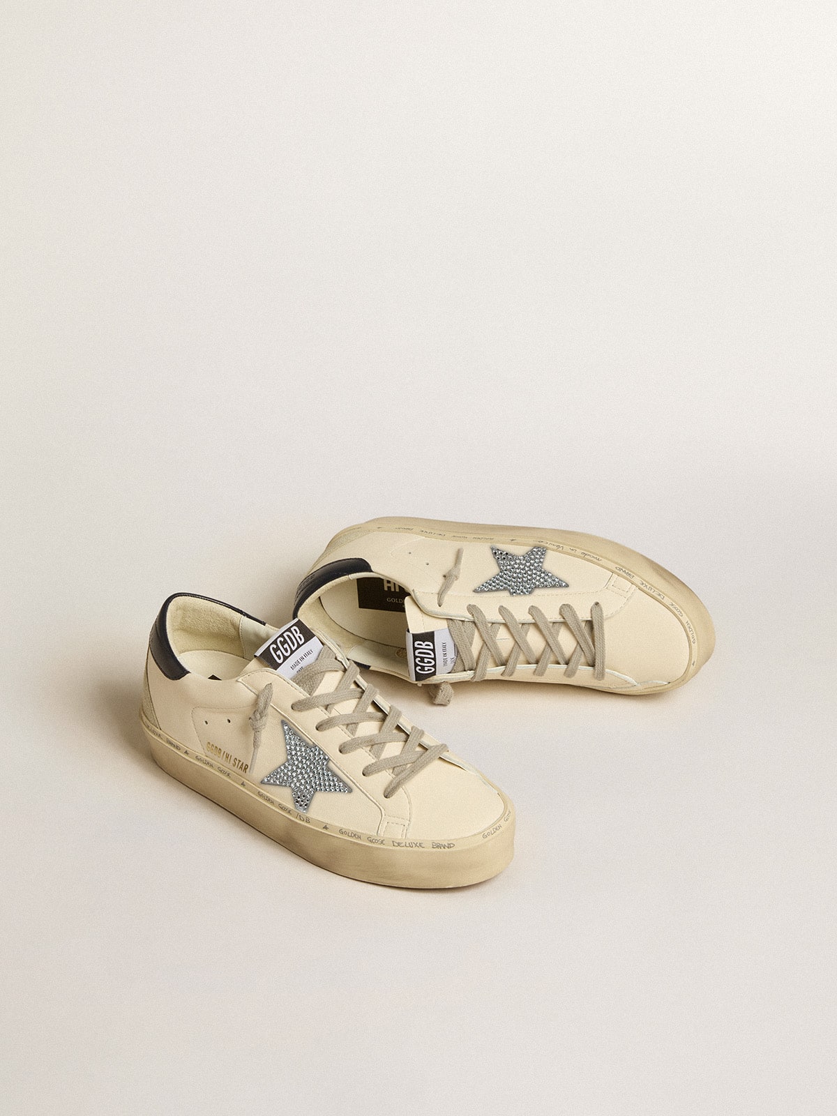 Hi Star in nappa with Swarovski crystal star and dark blue leather heel tab