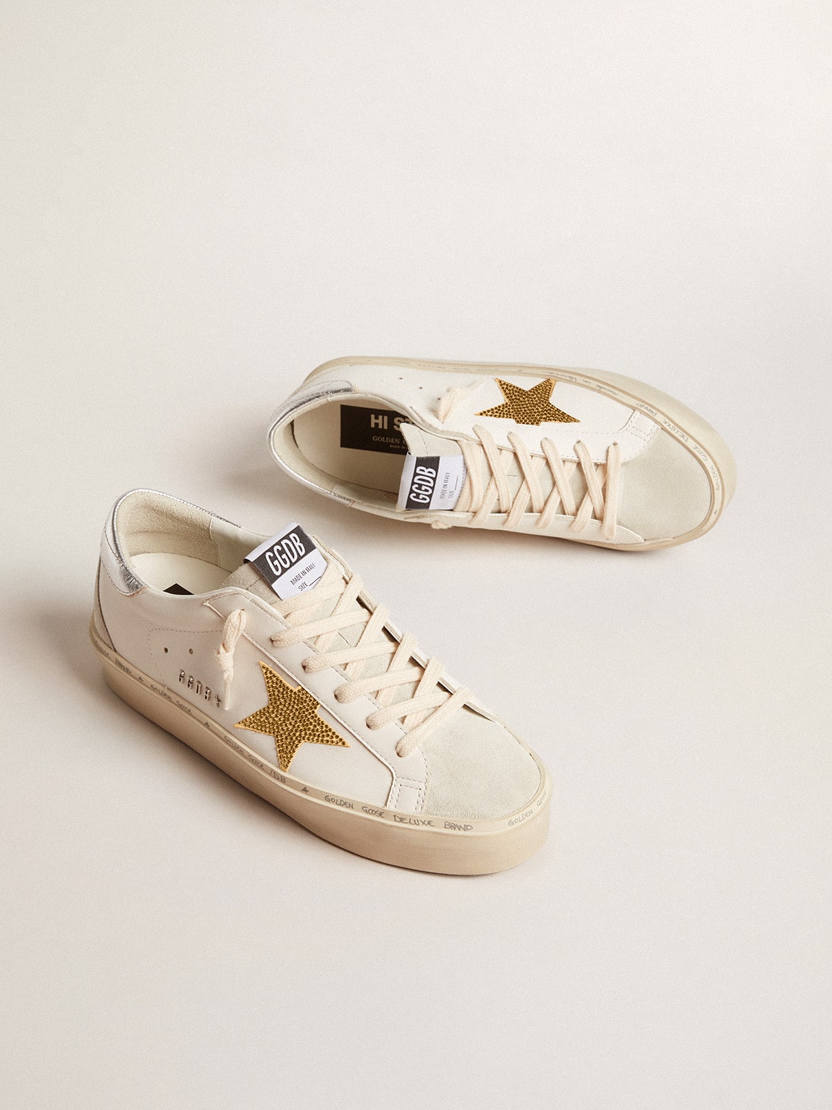 Hi Star with Swarovski crystal star and silver leather heel tab