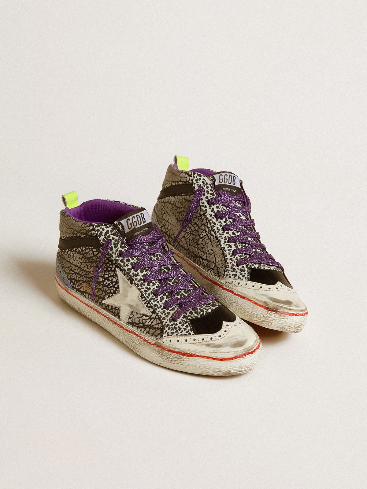 Women's Mid Star LAB in animal-print leather with a white star