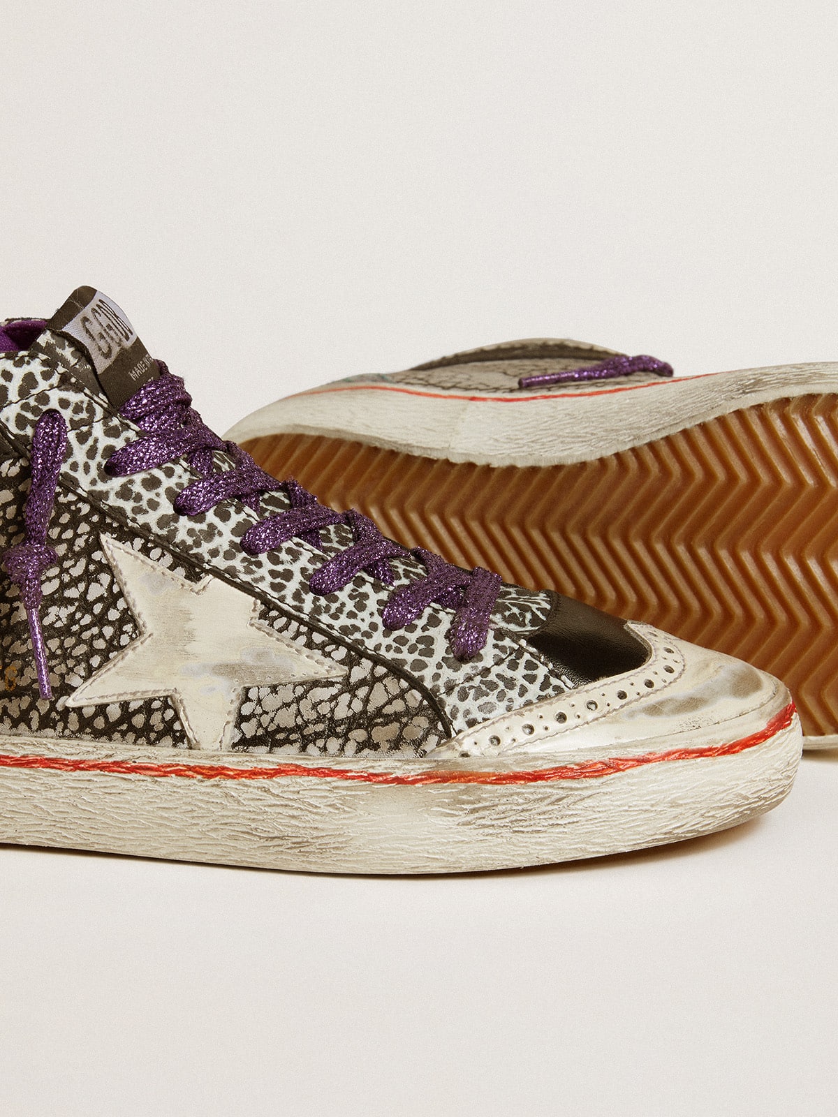 Women's Mid Star LAB in animal-print leather with a white star