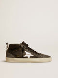 Women's Mid Star in black leather with silver metallic leather star