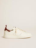 Women's Starter in white leather with burgundy nubuck heel tab
