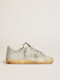 Women's Super-Star in aged white nubuck with Swarovski crystals
